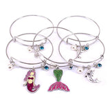 5pcs Bangle Set Wire Bracelets for Women Girls Pearls Mermaid Cuff Jewlery