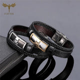 Skull Pirate Punk Men's Bracelet Stainless Steel Multi-Layer Leather Gift