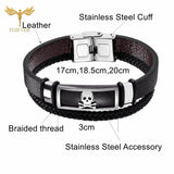 Skull Pirate Punk Men's Bracelet Stainless Steel Multi-Layer Leather Gift