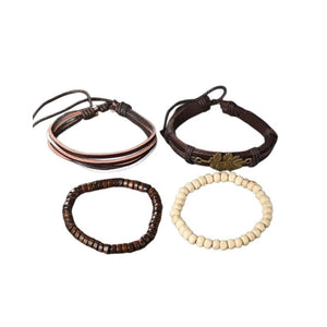 Vintage PU Leather Beads Bracelet Men Pulseira