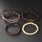 Vintage PU Leather Beads Bracelet Men Pulseira