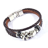 Vintage Gothic Pirates Skull Cross Leather Bracelet
