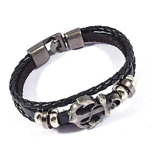 Vintage Gothic Pirates Skull Cross Leather Bracelet
