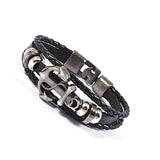 Vintage Gothic Pirates Skull Cross Leather Bracelet
