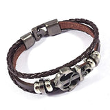 Vintage Gothic Pirates Skull Cross Leather Bracelet