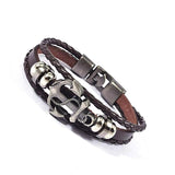 Vintage Gothic Pirates Skull Cross Leather Bracelet