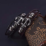 Vintage Gothic Pirates Skull Cross Leather Bracelet