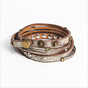 Punk Pu Leather Cuff Wrap Bangle Bracelet For Women & Men