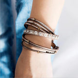 Punk Pu Leather Cuff Wrap Bangle Bracelet For Women & Men