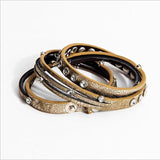 Punk Pu Leather Cuff Wrap Bangle Bracelet For Women & Men