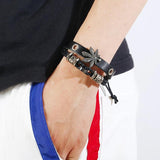 Maple Leaf Bracelet Braided Leather Alloy Charm Bangle