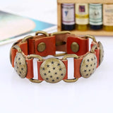 Punk Stars Belt Bracelet Cuff Retro Bronze Charms Wristbands