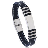 Punk Rubber Silicone Steel Wrap Bracelet Retro Jewelry