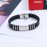 Punk Rubber Silicone Steel Wrap Bracelet Retro Jewelry