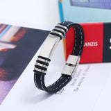 Punk Rubber Silicone Steel Wrap Bracelet Retro Jewelry