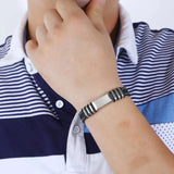 Punk Rubber Silicone Steel Wrap Bracelet Retro Jewelry
