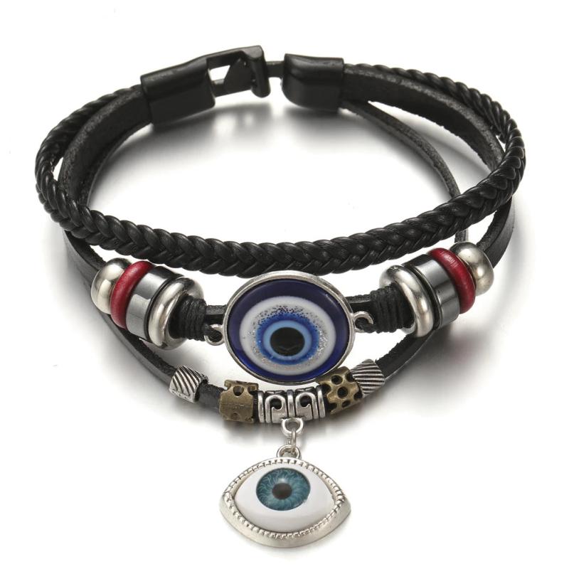 Vintage Leather Beads Bracelet Men Pulseira