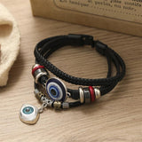 Vintage Leather Beads Bracelet Men Pulseira