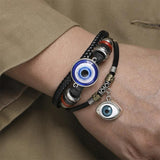 Vintage Leather Beads Bracelet Men Pulseira