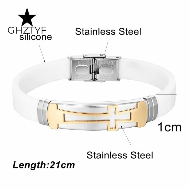 Cross Bracelet Stainless Steel Cuff Wristband Men Women