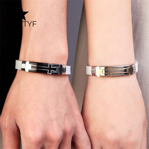 Cross Bracelet Stainless Steel Cuff Wristband Men Women