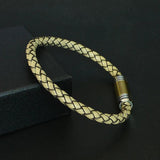 Men's Leather Bracelet Stainless Steel Bangle Magnetic Buckle Charm Jewelry