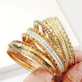 Geometric Bangle Bracelet Set for Women, Multilayer Alloy Bracelet Jewelry