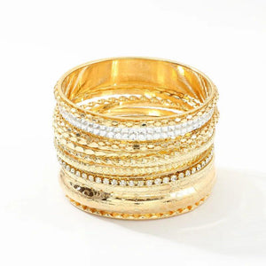 Geometric Bangle Bracelet Set for Women, Multilayer Alloy Bracelet Jewelry
