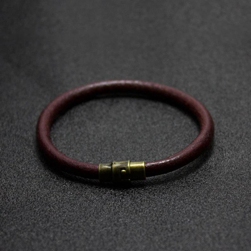 Red Leather Bracelets with Magnet Clasp for Men Women