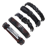 Punk Rock Grunge Stainless Steel Bangle Leather Bracelets Men Women
