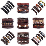 Punk Rock Grunge Stainless Steel Bangle Leather Bracelets Men Women