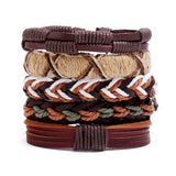 Punk Rock Grunge Stainless Steel Bangle Leather Bracelets Men Women