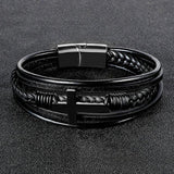 Punk Stainless Steel Leather Bracelet for Men