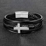 Punk Stainless Steel Leather Bracelet for Men