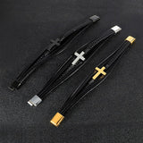 Punk Stainless Steel Leather Bracelet for Men