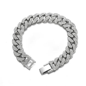 Men's Full Rhinestone Cuban Chain Bracelet - Fashionable Jewelry Gift