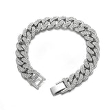 Men's Full Rhinestone Cuban Chain Bracelet - Fashionable Jewelry Gift