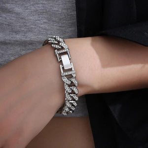 Men's Full Rhinestone Cuban Chain Bracelet - Fashionable Jewelry Gift