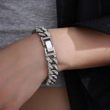 Men's Full Rhinestone Cuban Chain Bracelet - Fashionable Jewelry Gift