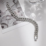 Men's Full Rhinestone Cuban Chain Bracelet - Fashionable Jewelry Gift