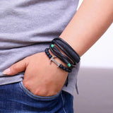 Vintage Boho Anchor Hippie Cuff Beads Leather Charm Bracelet