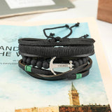 Vintage Boho Anchor Hippie Cuff Beads Leather Charm Bracelet