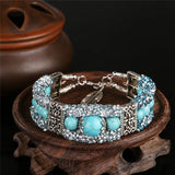 Boho Rhinestone Turquoise Beads Bracelet for Women