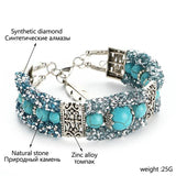 Boho Rhinestone Turquoise Beads Bracelet for Women