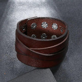Brown Leather Wristbands Cuff Bracelet Retro Women Men Biker Charms Bangle