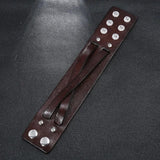 Brown Leather Wristbands Cuff Bracelet Retro Women Men Biker Charms Bangle