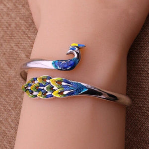 Ethnic Bohemian Open Bracelet Colorful Peacock Dripping Oil Ladies Bracelet