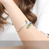 Ethnic Bohemian Open Bracelet Colorful Peacock Dripping Oil Ladies Bracelet