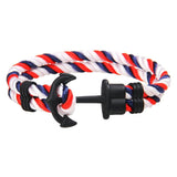 Men Leather Bracelet Survival Rope Chain Anchor Double Strand