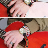 Men Leather Bracelet Survival Rope Chain Anchor Double Strand